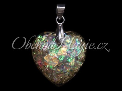 Amulety láska -Orgonit srdce s měsíčním kamenem, přívěsek